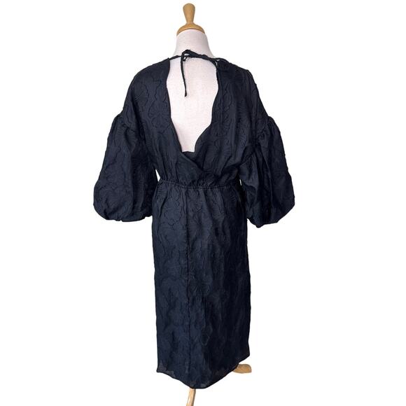 KIKA VARGAS X TARGET Black Floral Embossed Open Back  Midi Dress Size Large - Picture 3 of 7